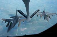 Two U.S. Air Force F-16 Fighting Falcons of the Ohio Air National Guard.